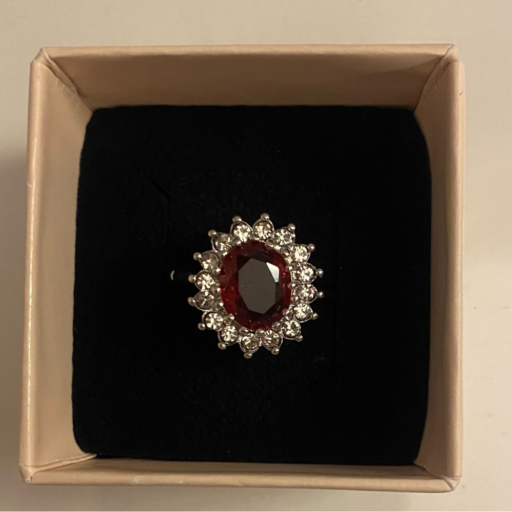 Silver Plated Ruby Zircon Ring - image 1